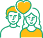 Illustration of a couple with a heart in between them, representing the positive effect of successful couples counseling.